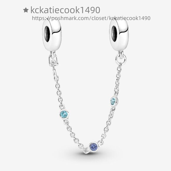 Pandora Triple Blue Stone Safety Chain - Picture 2 of 5